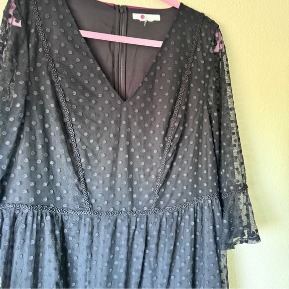 Boden Swiss Dot Ruffled Tiered Dress Womens XXL Whimsigoth Modest Knee Length - Picture 7 of 14